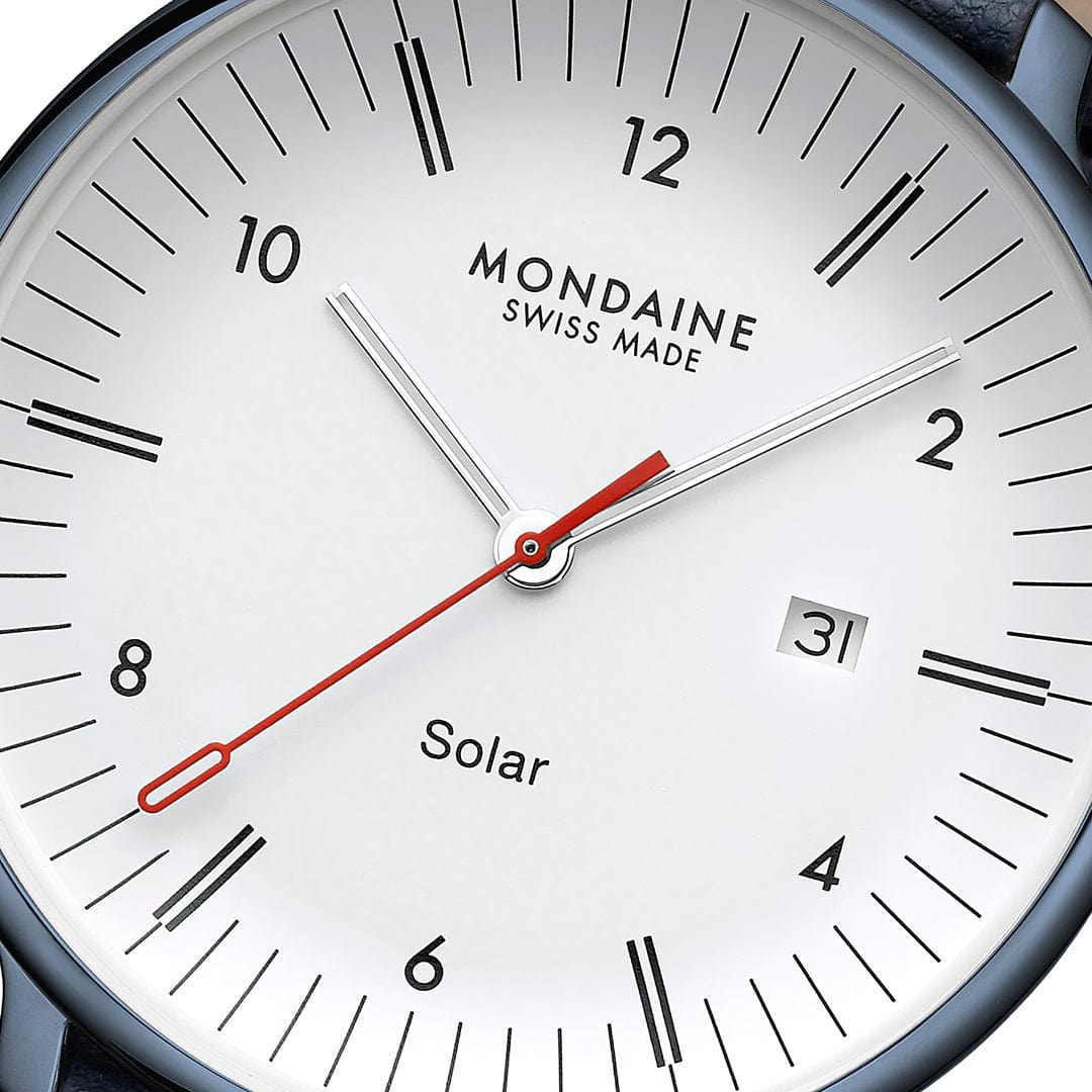 Mondaine Doppio Solar MLE.41910.LQV Herrenuhr Blau • Solarwerk Ronda 215 • Saphirglas, Bild 3