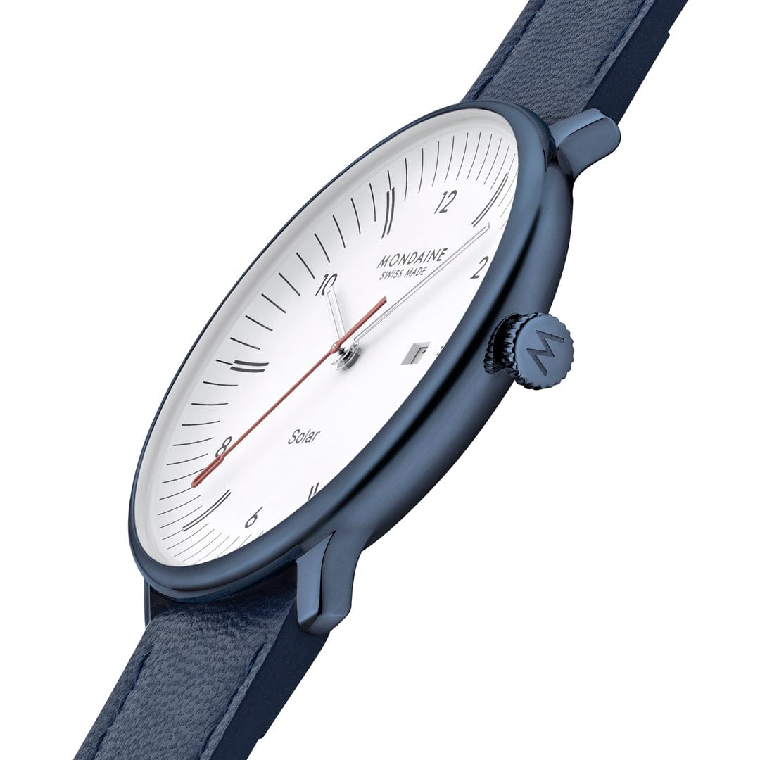 Mondaine Doppio Solar MLE.41910.LQV Herrenuhr Blau • Solarwerk Ronda 215 • Saphirglas, Bild 6