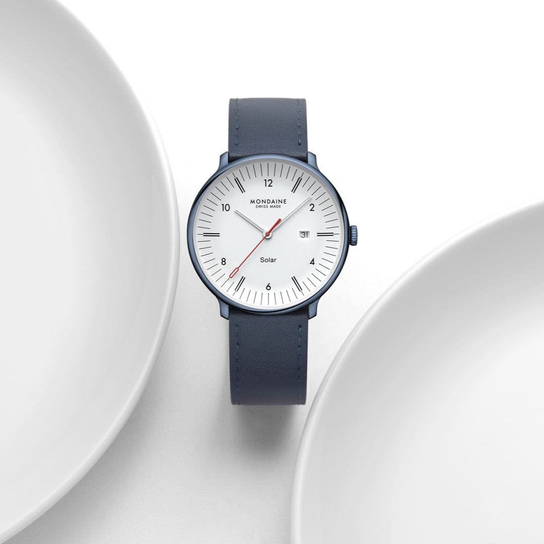 Mondaine Doppio Solar MLE.41910.LQV Herrenuhr Blau • Solarwerk Ronda 215 • Saphirglas, Bild 11