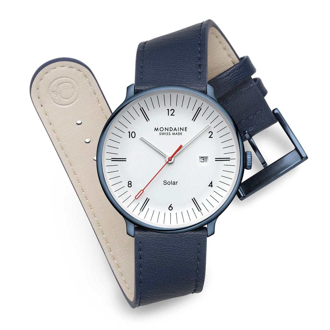 Mondaine Doppio Solar MLE.41910.LQV Herrenuhr Blau • Solarwerk Ronda 215 • Saphirglas, Bild 9