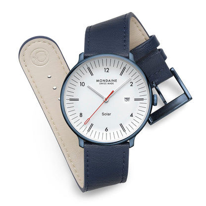 Mondaine Doppio Solar MLE.41910.LQV Herrenuhr Blau • Solarwerk Ronda 215 • Saphirglas, Bild 9