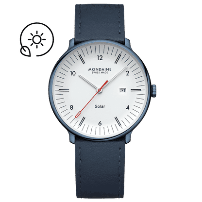 Mondaine Doppio Solar MLE.41910.LQV Herrenuhr Blau • Solarwerk Ronda 215 • Saphirglas