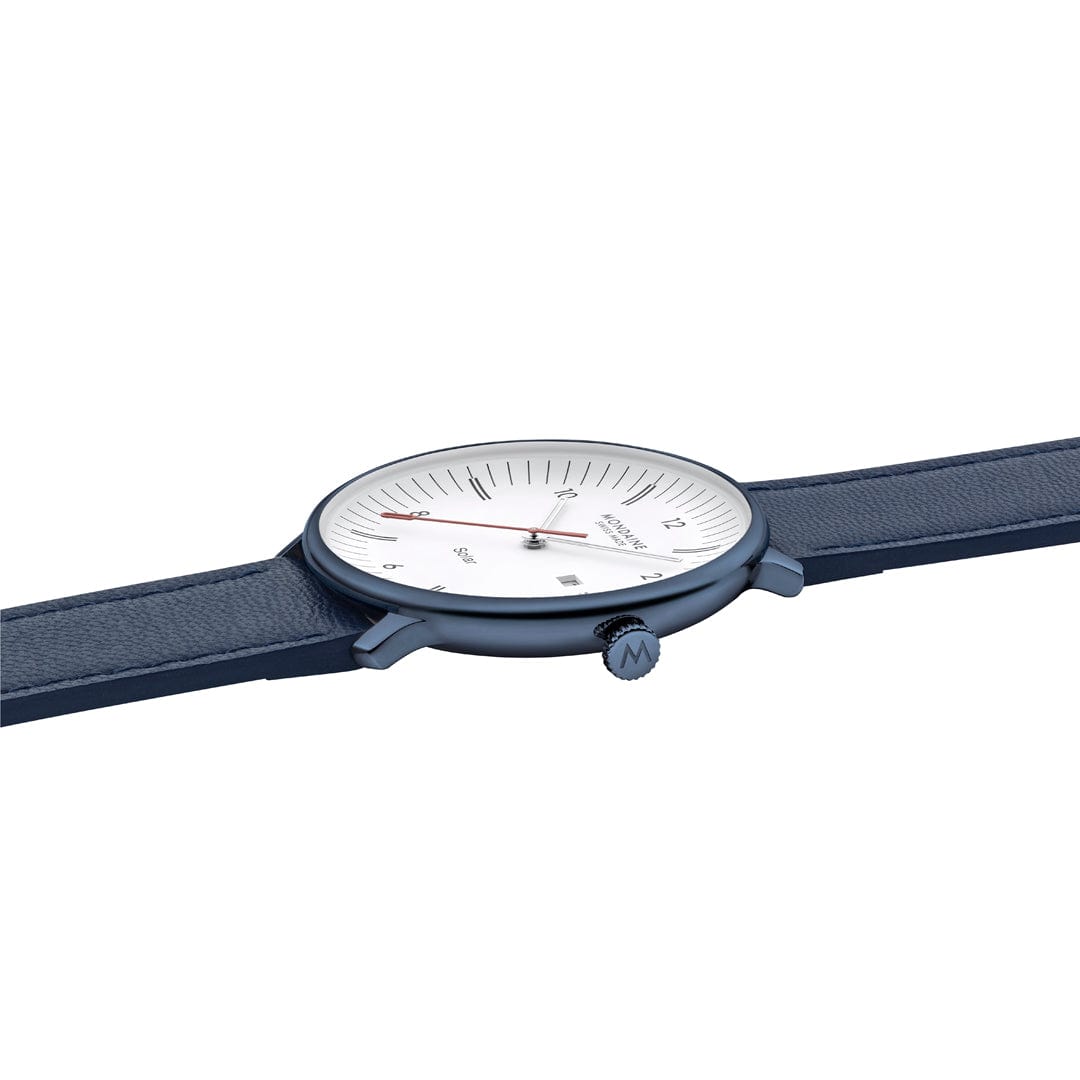 Mondaine Doppio Solar MLE.41910.LQV Herrenuhr Blau • Solarwerk Ronda 215 • Saphirglas, Bild 5