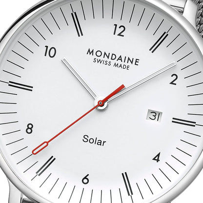 Mondaine Doppio Solar MLE.41910.SM Herrenuhr Silber • Saphirglas • Solaruhrwerk, Bild 3