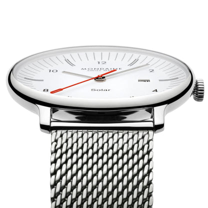 Mondaine Doppio Solar MLE.41910.SM Herrenuhr Silber • Saphirglas • Solaruhrwerk, Bild 4