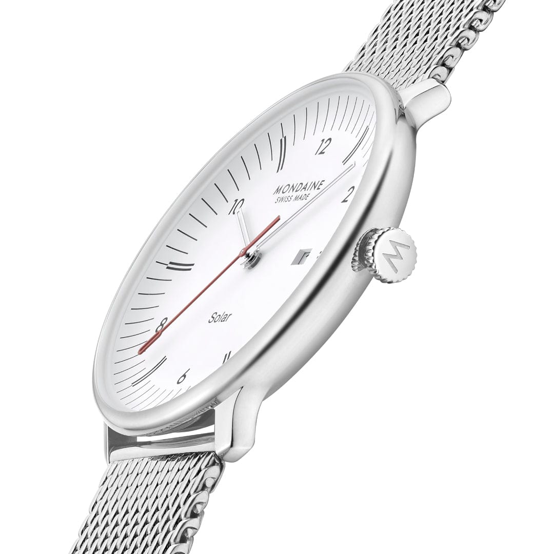 Mondaine Doppio Solar MLE.41910.SM Herrenuhr Silber • Saphirglas • Solaruhrwerk, Bild 7