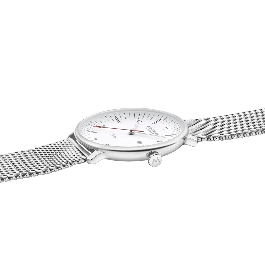 Mondaine Doppio Solar MLE.41910.SM Herrenuhr Silber • Saphirglas • Solaruhrwerk, Bild 6