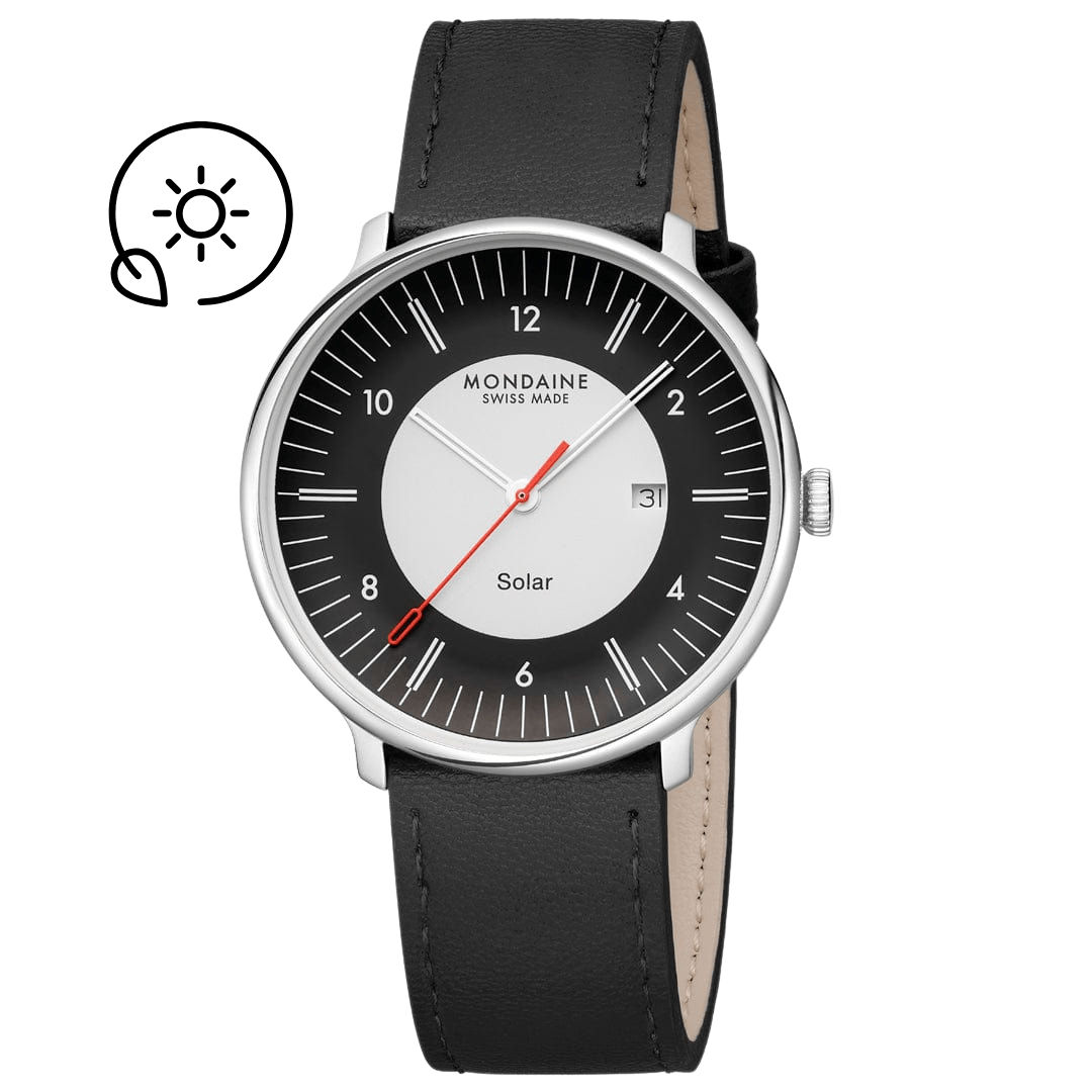 Mondaine Doppio Solar MLE.41920.LBV Herrenuhr Schwarz • Saphirglas • Solarbetrieb, Bild 8