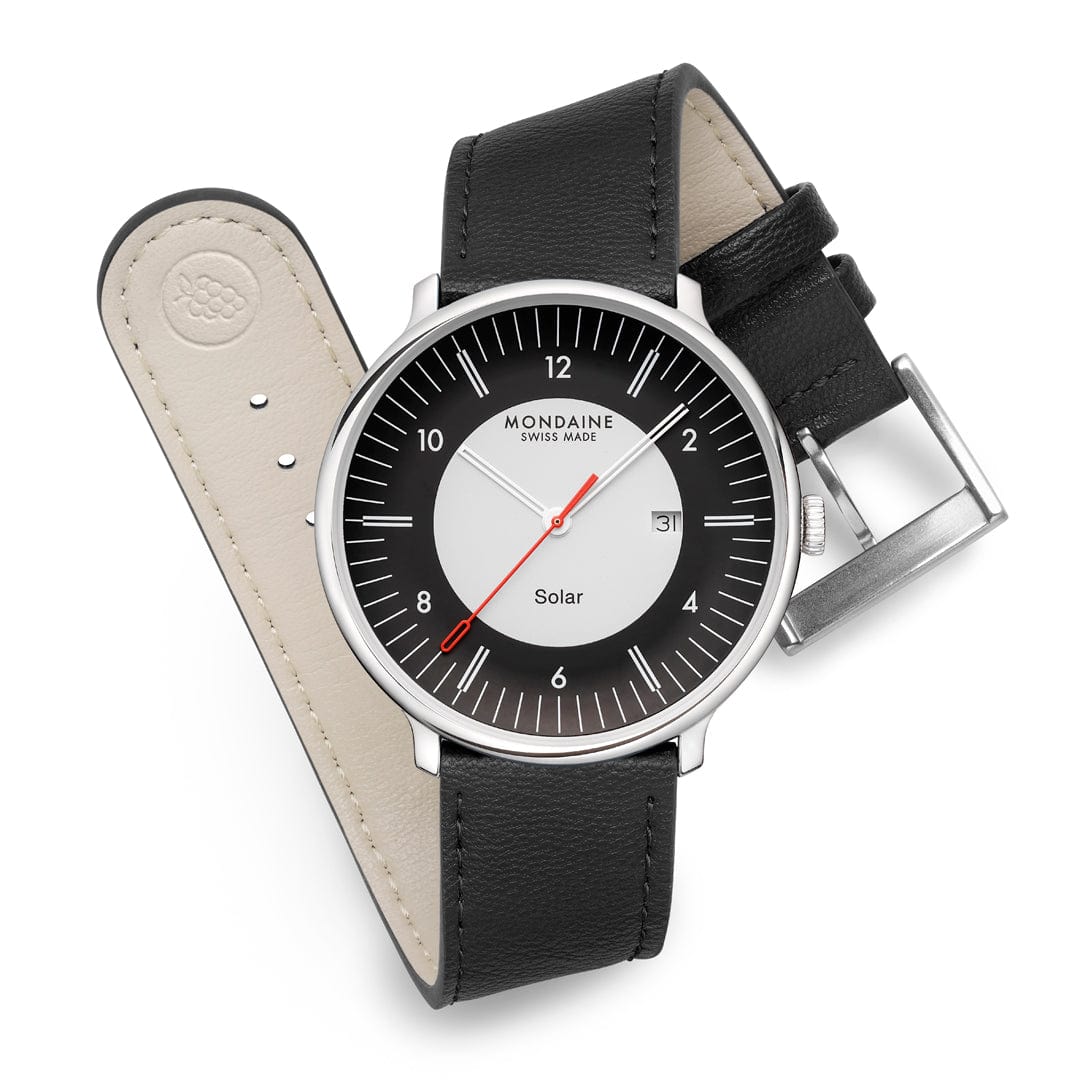 Mondaine Doppio Solar MLE.41920.LBV Herrenuhr Schwarz • Saphirglas • Solarbetrieb, Bild 9