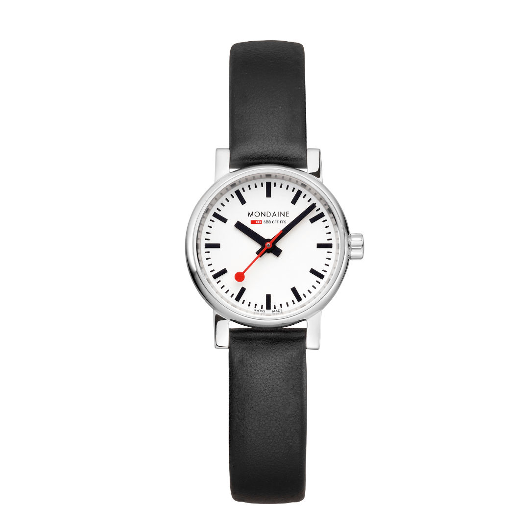 Mondaine evo2 MSE.26110.LBV Damenuhr Schwarz • Saphirglas • Veganes Traubenleder-Armband