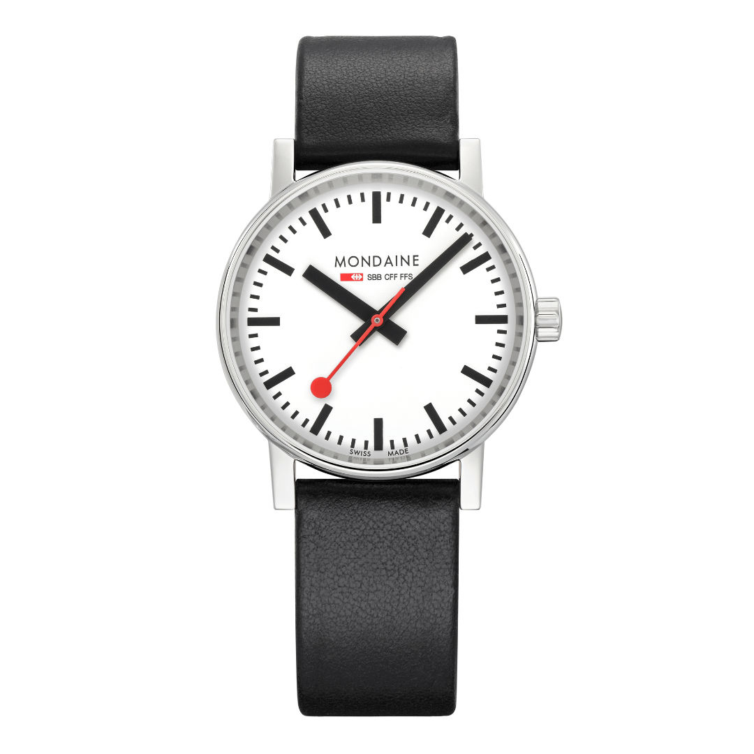 Mondaine evo2 MSE.35110.LBV Damenuhr Schwarz • Saphirglas • Veganes Traubenleder