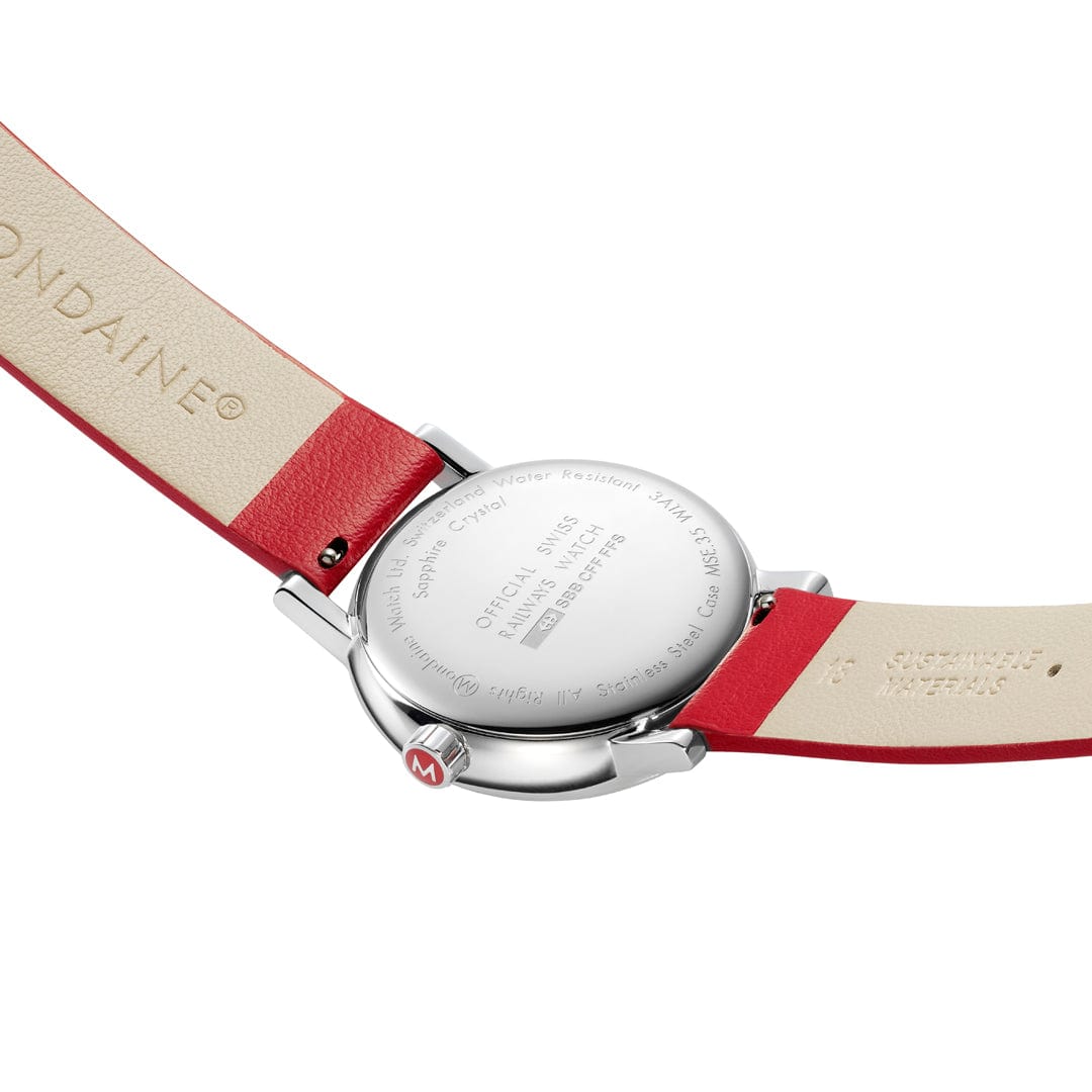 Mondaine Evo2 MSE.35110.LCV Damenuhr Rot • Saphirglas • Veganes Traubenleder, Bild 3