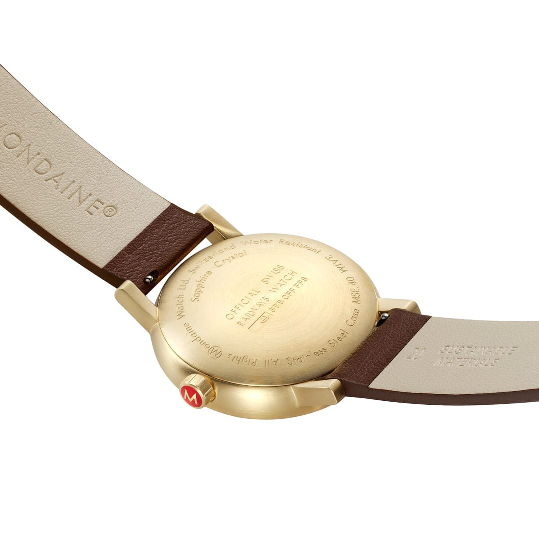 Mondaine evo2 MSE.40112.LGV Herrenuhr Braun • Saphirglas • Veganes Traubenleder, Bild 3