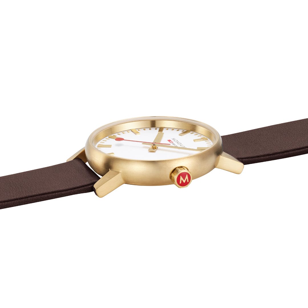 Mondaine evo2 MSE.40112.LGV Herrenuhr Braun • Saphirglas • Veganes Traubenleder, Bild 4