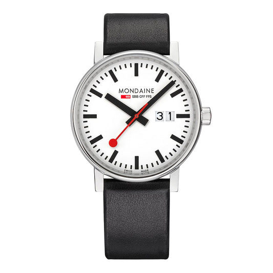 Mondaine evo2 MSE.40210.LBV Herrenuhr Schwarz • Saphirglas • Veganes Traubenlederarmband