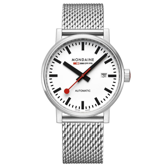 Mondaine evo2 MSE.40610.SM Herrenuhr Silber • Automatikwerk SW200-1 • Saphirglas