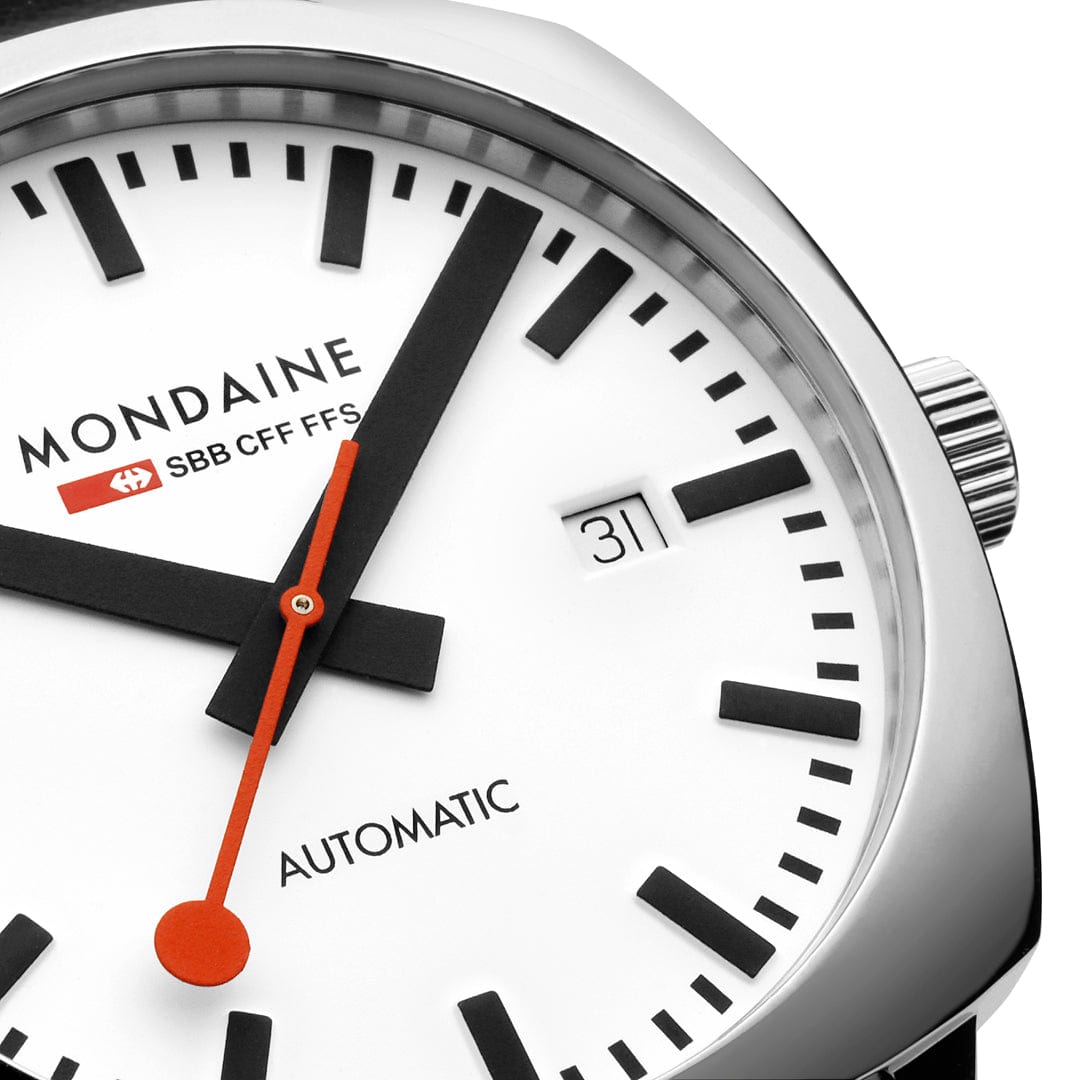 Mondaine Cushion MSL.3961B.LBV Herrenuhr Schwarz • Automatikwerk Sellita SW200-2 • Saphirglas mit BackLight, Bild 5