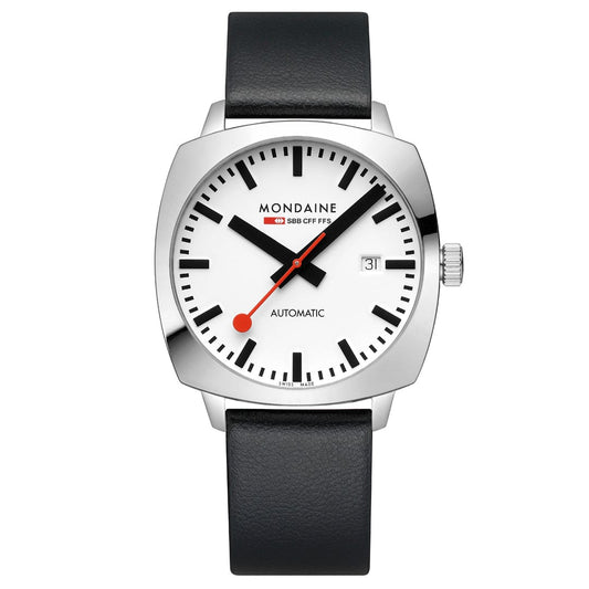 Mondaine Cushion MSL.3961B.LBV Herrenuhr Schwarz • Automatikwerk Sellita SW200-2 • Saphirglas mit BackLight
