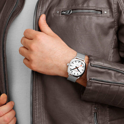 Mondaine Cushion MSL.3961B.SM Herrenuhr Silber • Schweizer Automatikwerk • Saphirglas, Bild 9