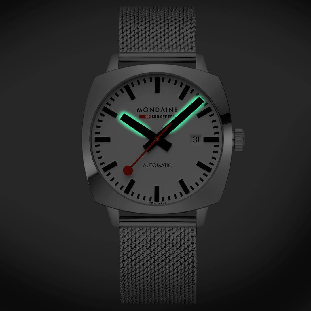 Mondaine Cushion MSL.3961B.SM Herrenuhr Silber • Schweizer Automatikwerk • Saphirglas, Bild 2