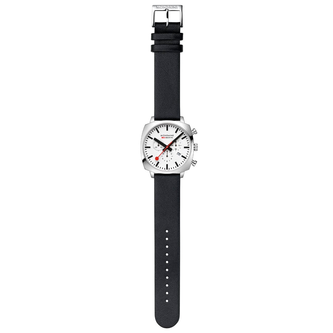 Mondaine Grand Cushion MSL.41410.LBV.SET Herrenuhr Schwarz • Saphirglas • Quarz-Chronograph, Bild 8