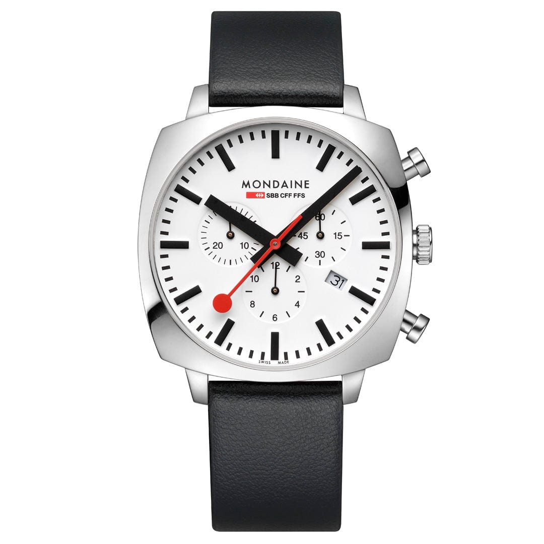 Mondaine Grand Cushion MSL.41410.LBV.SET Herrenuhr Schwarz • Saphirglas • Quarz-Chronograph, Bild 7