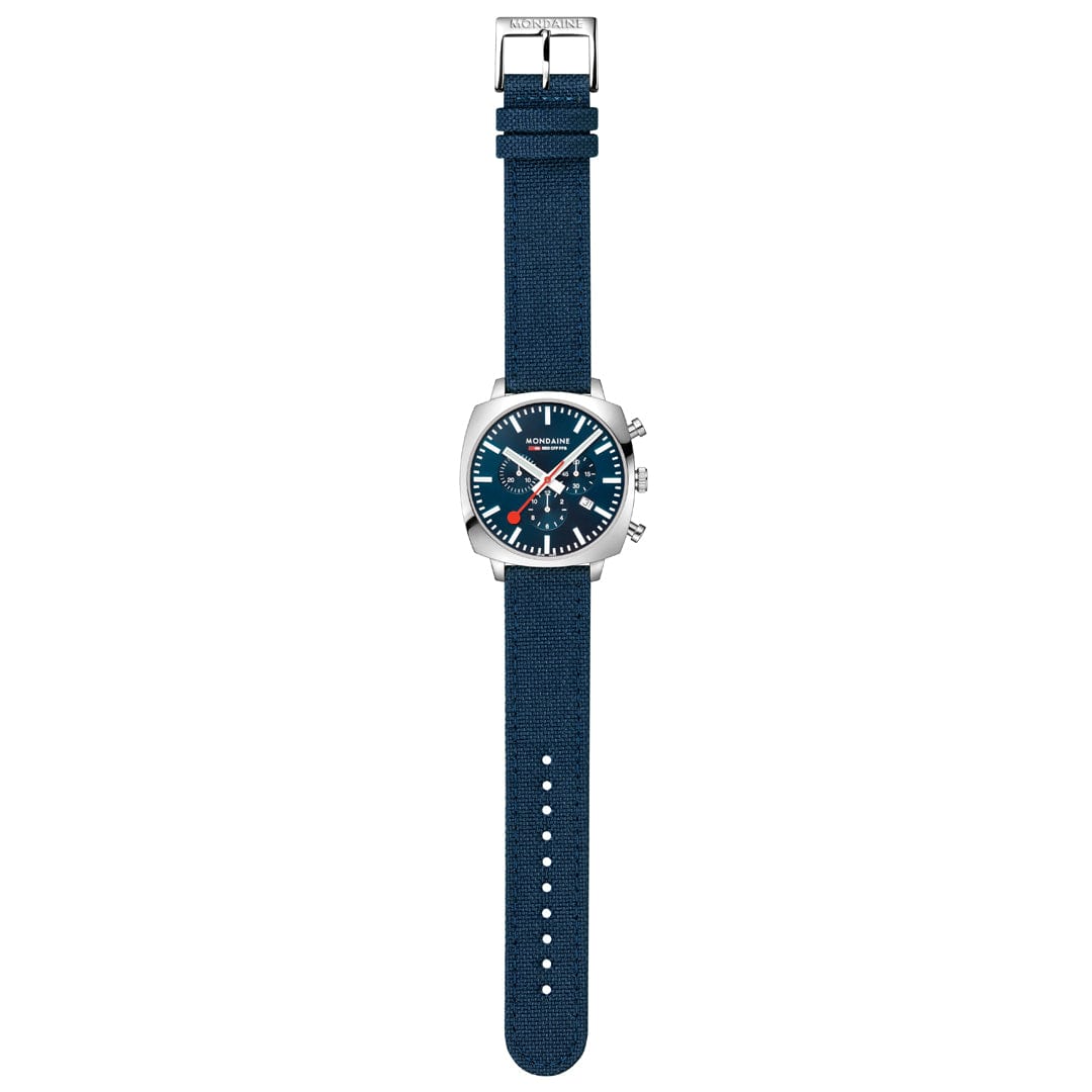 Mondaine Grand Cushion MSL.41440.LD.SET Herrenuhr Blau • Saphirglas • Quarz-Chronograph, Bild 11