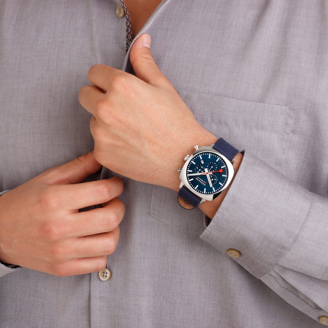 Mondaine Grand Cushion MSL.41440.LD.SET Herrenuhr Blau • Saphirglas • Quarz-Chronograph, Bild 5