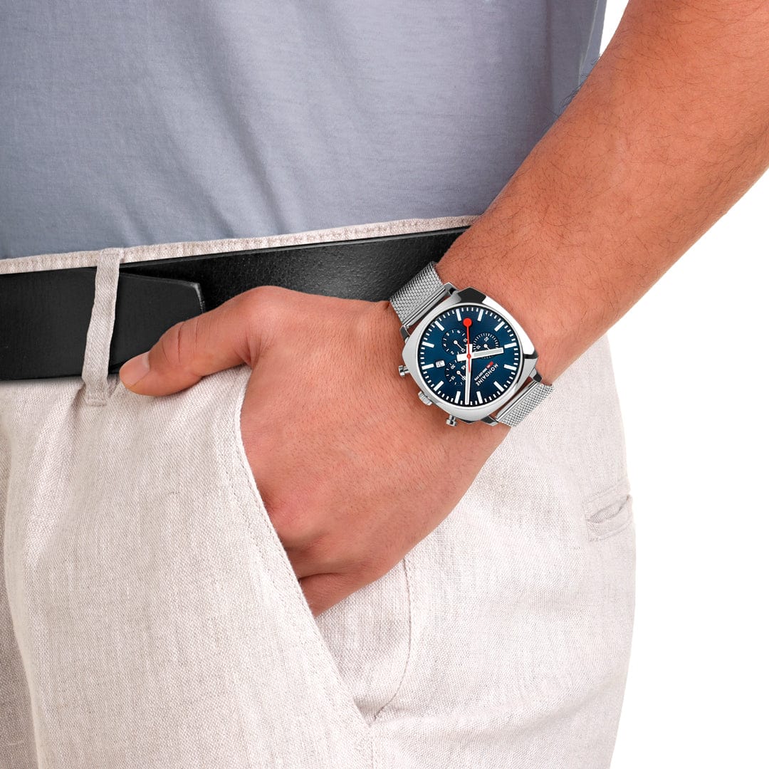 Mondaine Grand Cushion MSL.41440.LD.SET Herrenuhr Blau • Saphirglas • Quarz-Chronograph, Bild 4