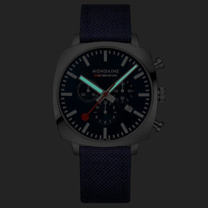 Mondaine Grand Cushion MSL.41440.LD.SET Herrenuhr Blau • Saphirglas • Quarz-Chronograph, Bild 2
