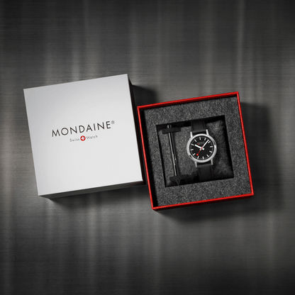 Mondaine Stop2go MST.34020.LBV.SET Damenuhr Schwarz • Saphirglas • Swiss Made Quarzwerk, Bild 10