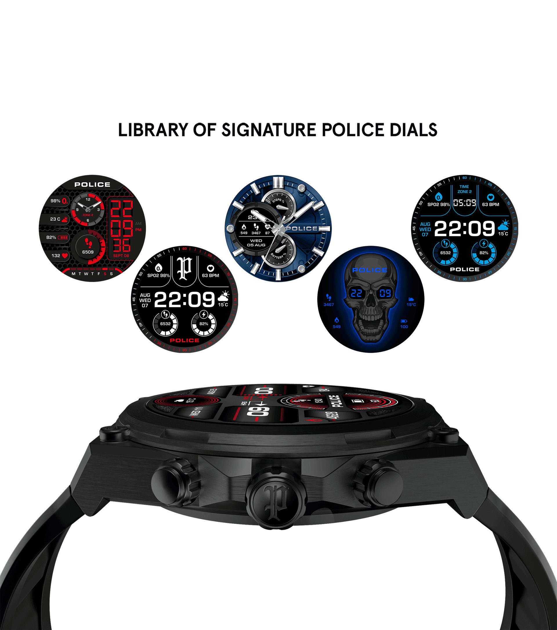 Police My.Avatar 2.0 PEIUN00003X2 Herren Smartwatch Schwarz/Rot • AMOLED-Display • Wechselbare Armbänder, Bild 4