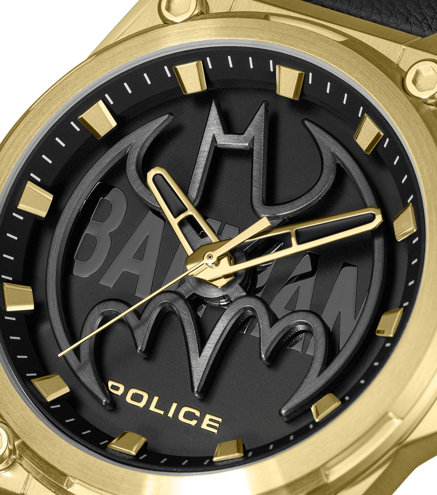 Police Batwing PEWGA0090006-SET Herrenuhr Schwarz/Gold • Goldplattiertes Edelstahlgehäuse • Rotierendes Batman-Symbol, Bild 4