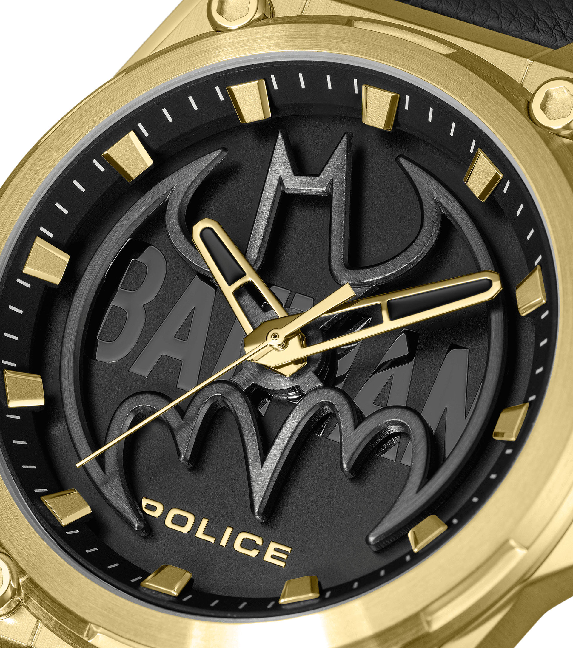 Police Batwing PEWGA0090006-SET Herrenuhr Schwarz/Gold • Goldplattiertes Edelstahlgehäuse • Rotierendes Batman-Symbol, Bild 4