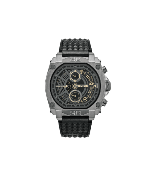 Police Norwood PEWGF0040002 Herrenuhr Schwarz • Multifunktions-Chronograph • Lederarmband
