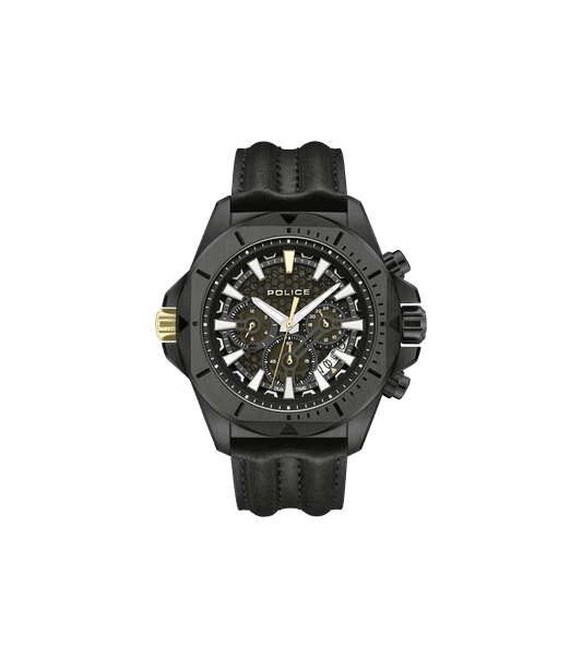 Police Electrical PEWGF0054503 Herrenuhr Schwarz • Multifunktion • Lederband
