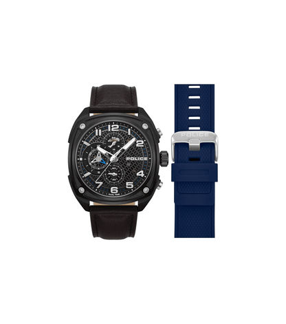 Police Portland PEWGF00814X2 Herrenuhr Mehrfarbig • Chronograph • Set mit zwei Armbändern