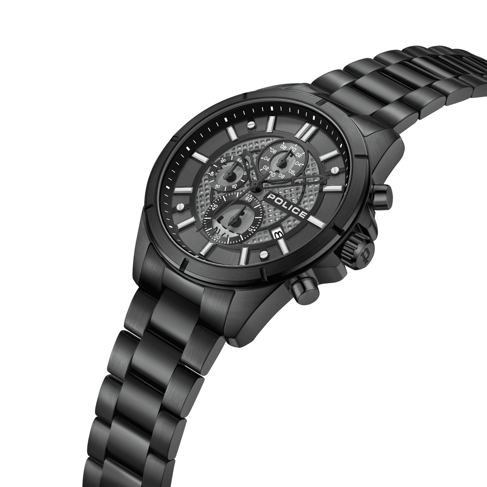 Police Burbank PEWGI0054004 Herrenuhr Schwarz • Chronograph • Metallarmband, Bild 2