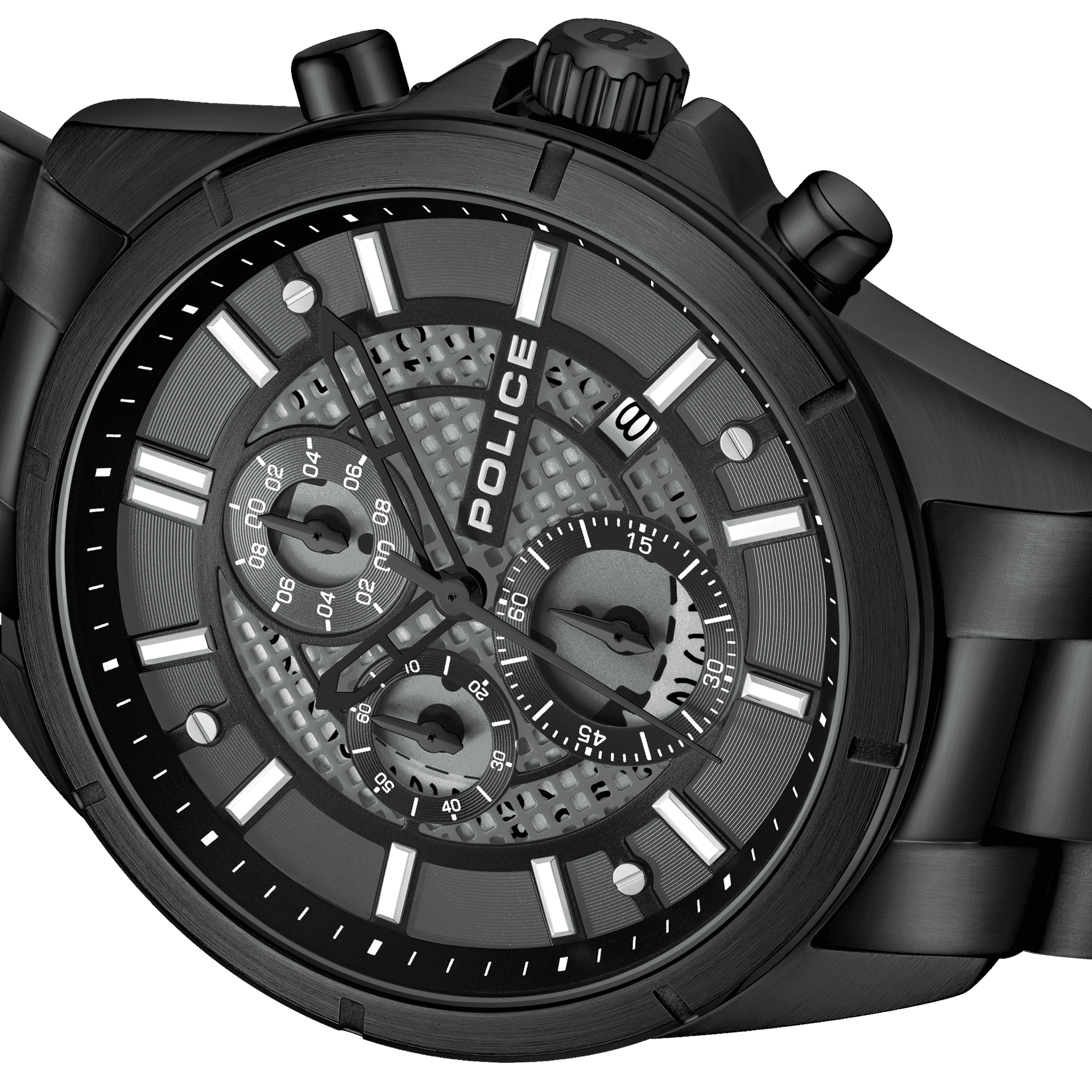 Police Burbank PEWGI0054004 Herrenuhr Schwarz • Chronograph • Metallarmband, Bild 4