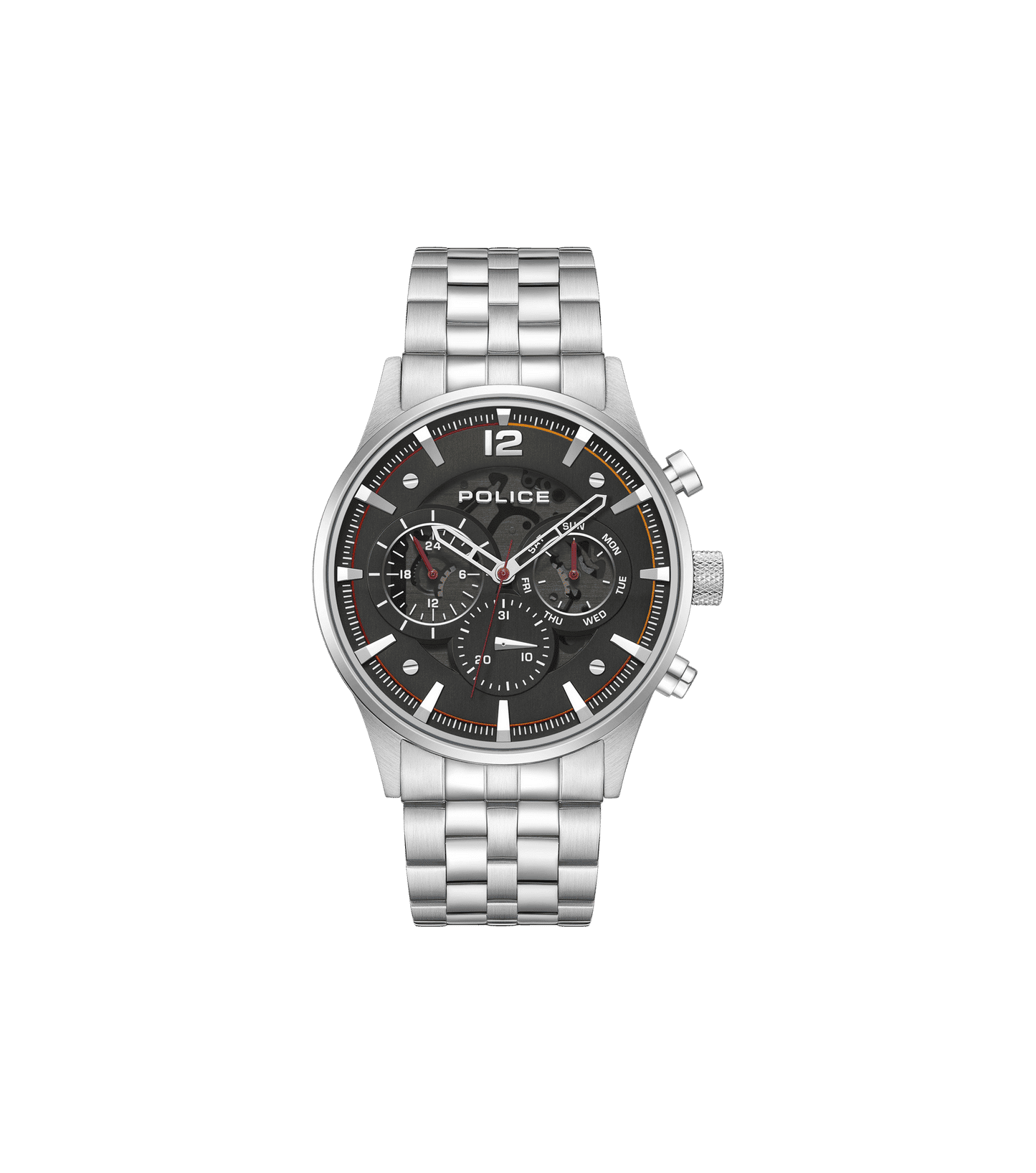 Police Driver II PEWGK0040205 Herrenuhr Silber • Multifunktionswerk • Edelstahlarmband