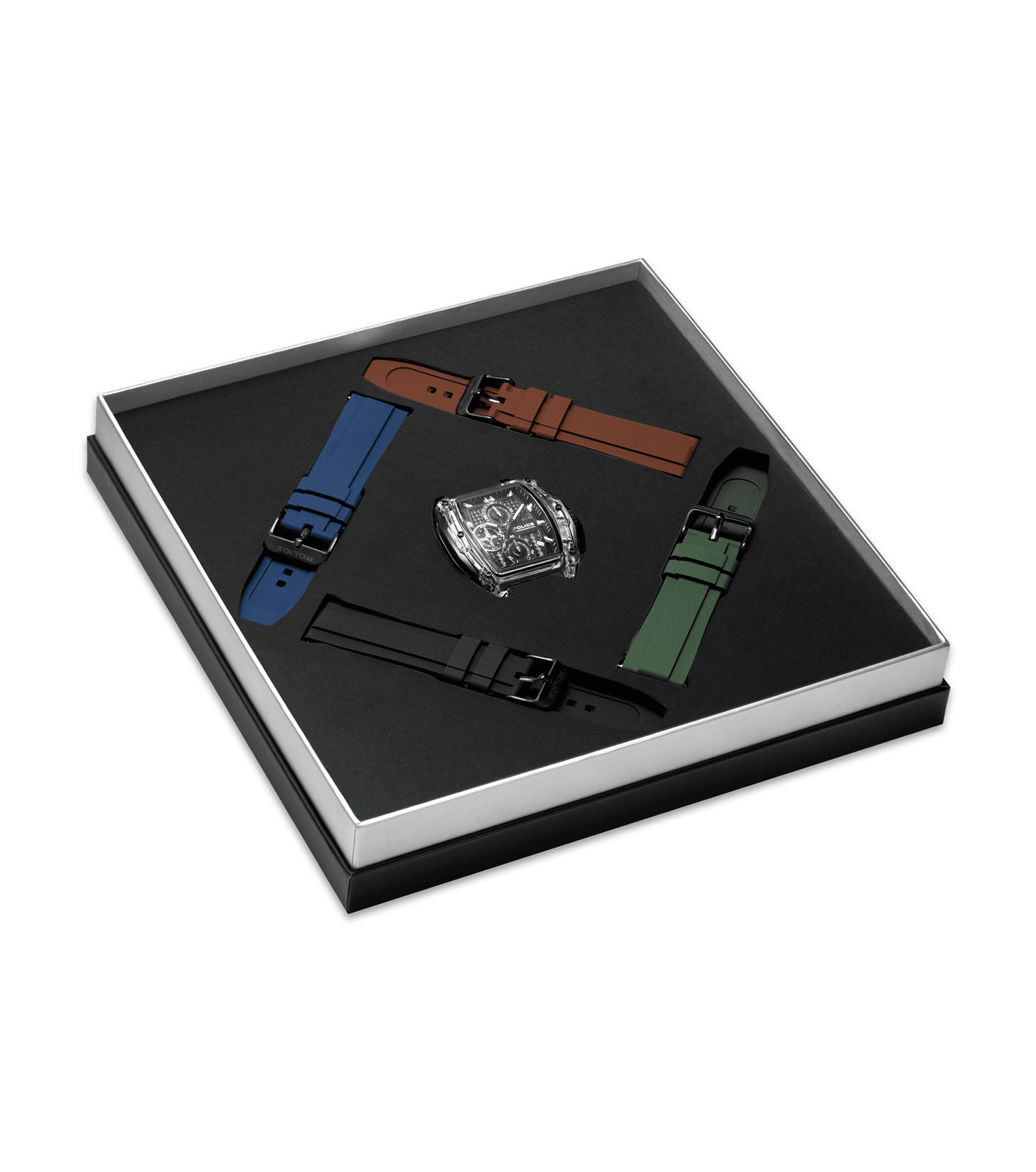 Police Clout Tank PEWGO00778X3 Herrenuhr Schwarz • Chronograph Set • 4 Wechselarmbänder, Bild 16
