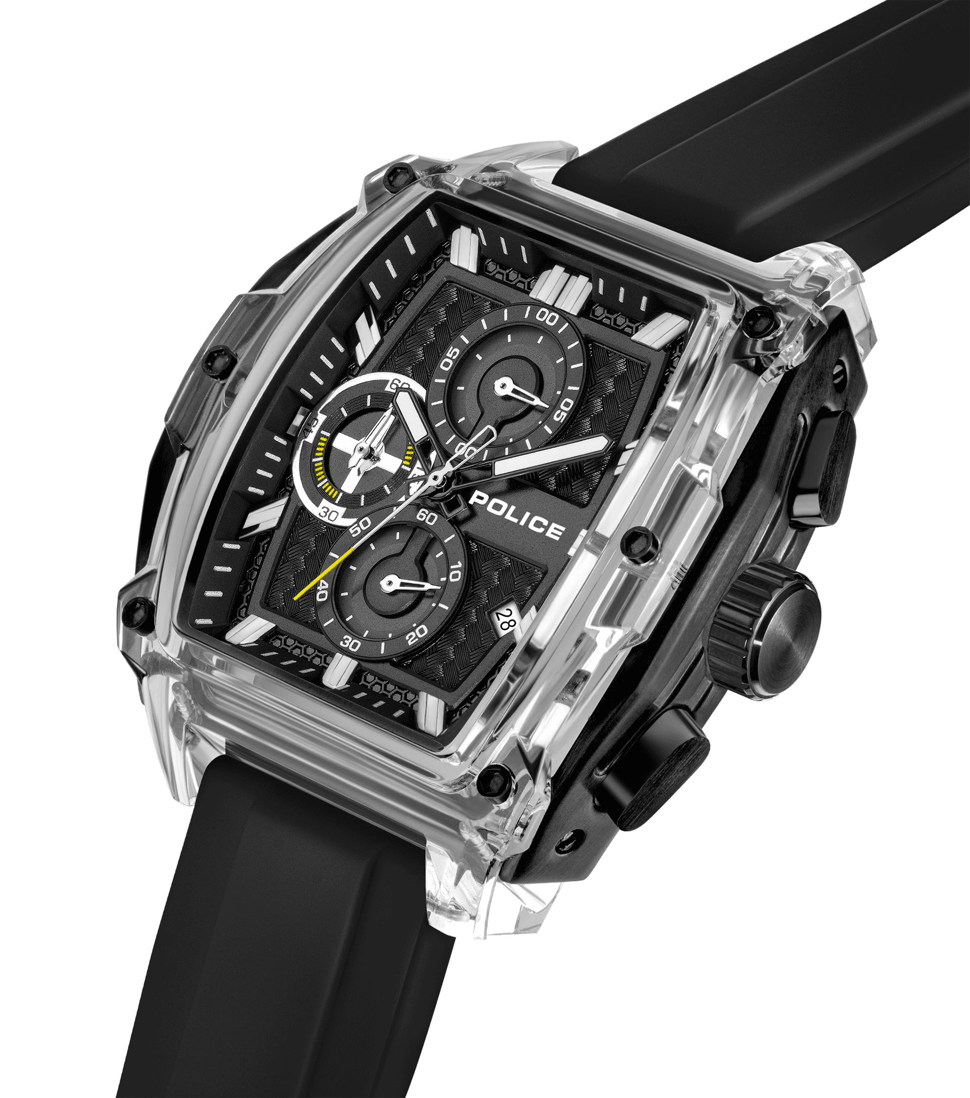 Police Clout Tank PEWGO00778X4 Herrenuhr Schwarz • Quarz-Chronograph • 8 Wechselarmbänder, Bild 2