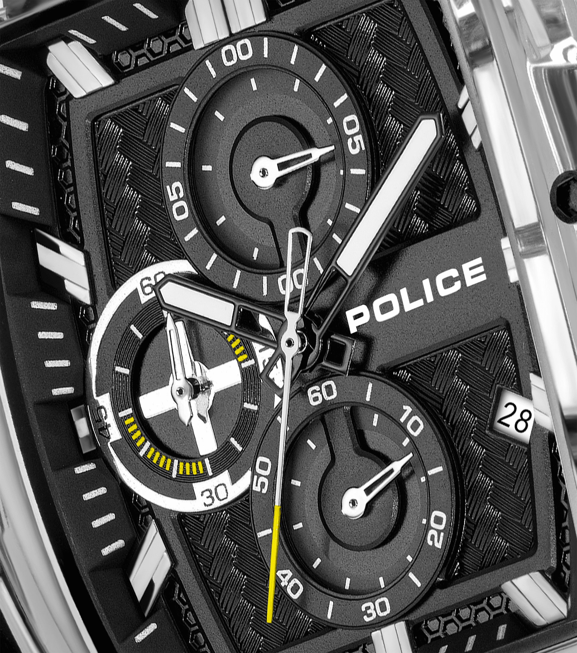 Police Clout Tank PEWGO00778X4 Herrenuhr Schwarz • Quarz-Chronograph • 8 Wechselarmbänder, Bild 4