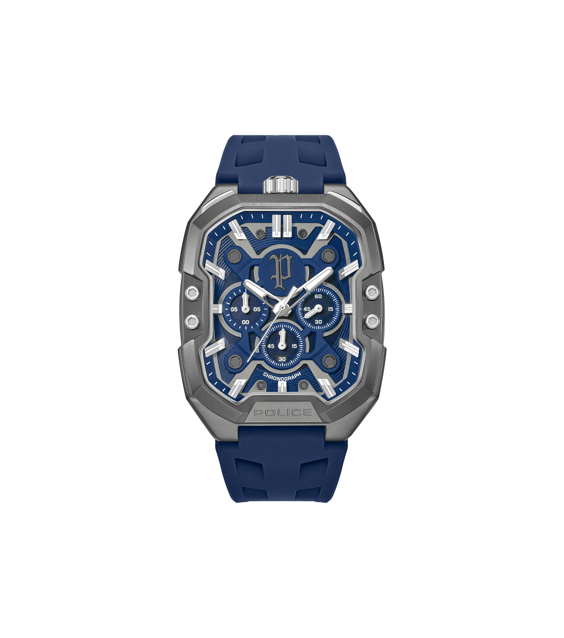 Police Bullhead PEWGO0092205 Herrenuhr Blau • Mineralglaskuppel • Multifunktionswerk