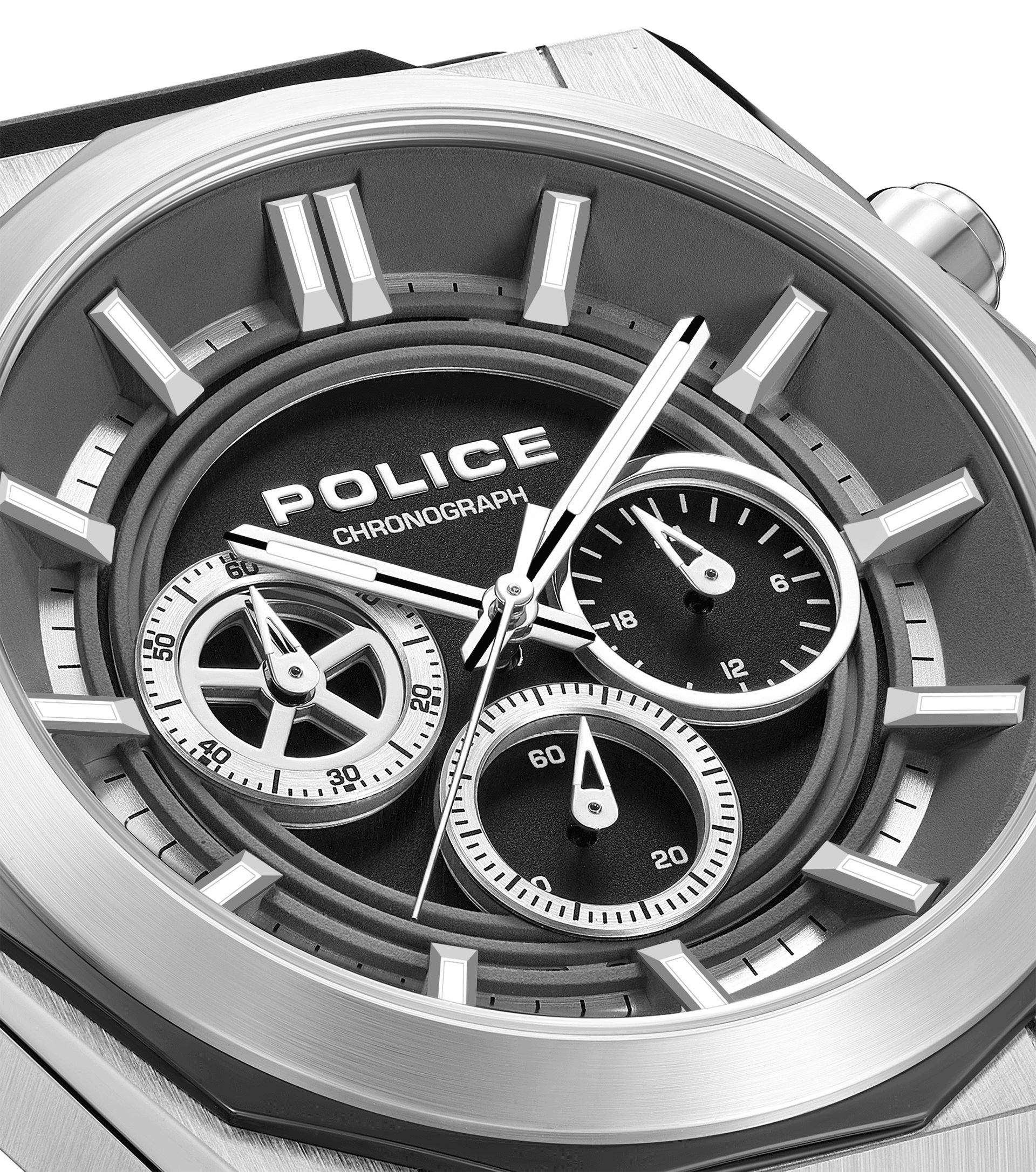 Police Steward PEWGO0093702 Herrenuhr Schwarz • Quarz-Chronograph • Silikonarmband, Bild 4