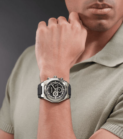 Police Steward PEWGO0093702 Herrenuhr Schwarz • Quarz-Chronograph • Silikonarmband, Bild 5