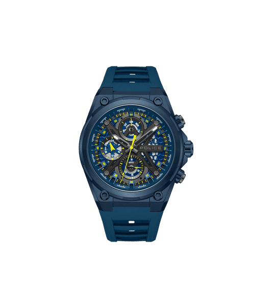 Police Sonic PEWGQ0054302 Herrenuhr Blau • Multifunktionswerk • Silikon-Armband