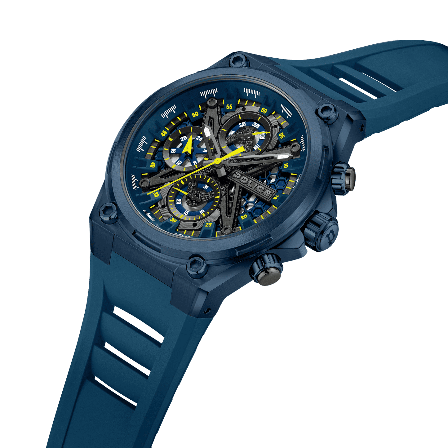 Police Sonic PEWGQ0054302 Herrenuhr Blau • Multifunktionswerk • Silikon-Armband, Bild 2