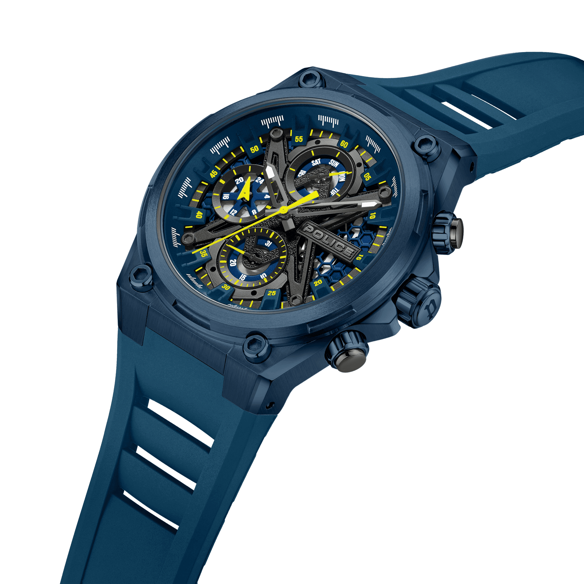 Police Sonic PEWGQ0054302 Herrenuhr Blau • Multifunktionswerk • Silikon-Armband, Bild 2