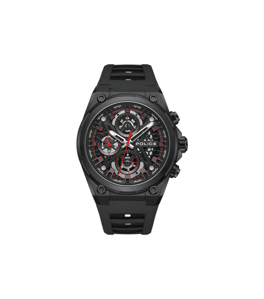 Police Sonic PEWGQ0054303 Herrenuhr Schwarz • Multifunktionswerk • Skelettiertes Zifferblatt